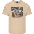 African Wildlife Elephant Lion Rhino Safari Mens Cotton T-Shirt Tee Top Sand