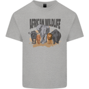 African Wildlife Elephant Lion Rhino Safari Mens Cotton T-Shirt Tee Top Sports Grey