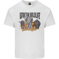 African Wildlife Elephant Lion Rhino Safari Mens Cotton T-Shirt Tee Top White