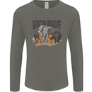 African Wildlife Elephant Lion Rhino Safari Mens Long Sleeve T-Shirt Charcoal