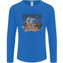 African Wildlife Elephant Lion Rhino Safari Mens Long Sleeve T-Shirt Royal Blue