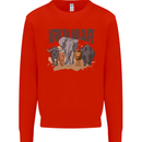 African Wildlife Elephant Lion Rhino Safari Mens Sweatshirt Jumper Bright Red