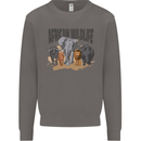 African Wildlife Elephant Lion Rhino Safari Mens Sweatshirt Jumper Charcoal