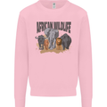 African Wildlife Elephant Lion Rhino Safari Mens Sweatshirt Jumper Light Pink