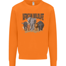 African Wildlife Elephant Lion Rhino Safari Mens Sweatshirt Jumper Orange