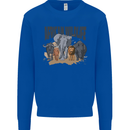 African Wildlife Elephant Lion Rhino Safari Mens Sweatshirt Jumper Royal Blue