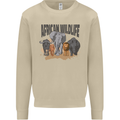 African Wildlife Elephant Lion Rhino Safari Mens Sweatshirt Jumper Sand