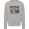 African Wildlife Elephant Lion Rhino Safari Mens Sweatshirt Jumper Sports Grey