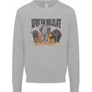 African Wildlife Elephant Lion Rhino Safari Mens Sweatshirt Jumper Sports Grey