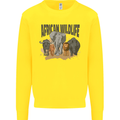African Wildlife Elephant Lion Rhino Safari Mens Sweatshirt Jumper Yellow