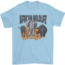 African Wildlife Elephant Lion Rhino Safari Mens T-Shirt 100% Cotton Light Blue