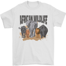 African Wildlife Elephant Lion Rhino Safari Mens T-Shirt 100% Cotton White