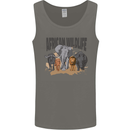 African Wildlife Elephant Lion Rhino Safari Mens Vest Tank Top Charcoal