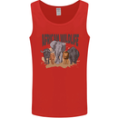 African Wildlife Elephant Lion Rhino Safari Mens Vest Tank Top Red
