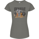 African Wildlife Elephant Lion Rhino Safari Womens Petite Cut T-Shirt Charcoal