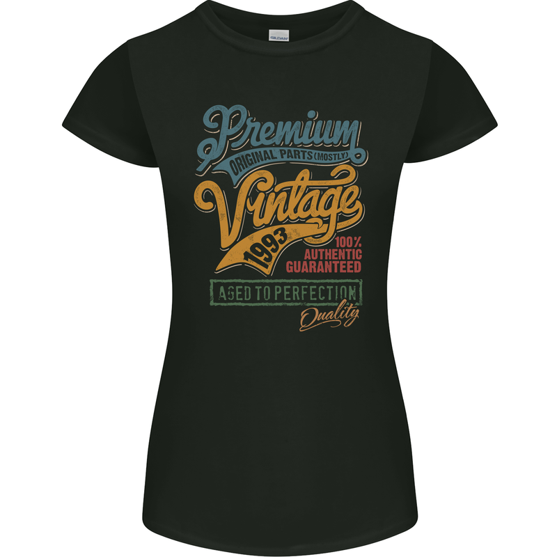 Aged to Perfection 30th Birthday 1993 Womens Petite Cut T-Shirt Black