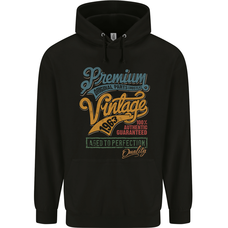 Aged to Perfection 60th Birthday 1963 Mens 80% Cotton Hoodie Black