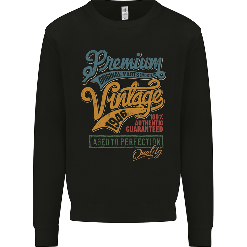 Aged to Perfection 77th Birthday 1946 Mens Sweatshirt Jumper Black
