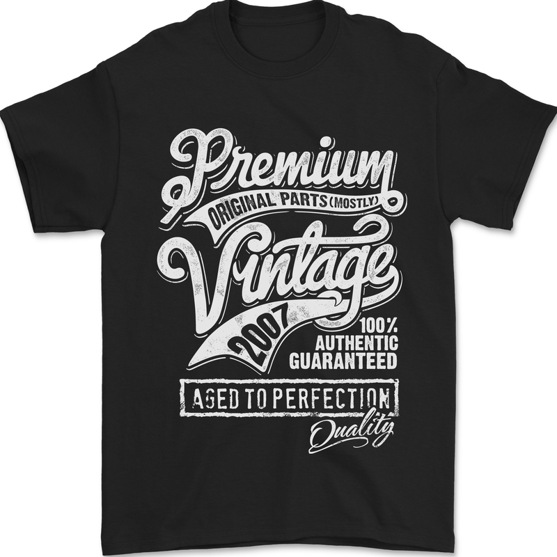 Aged to Perfection Vintage 16th Birthday 2007 Mens T-Shirt 100% Cotton Black