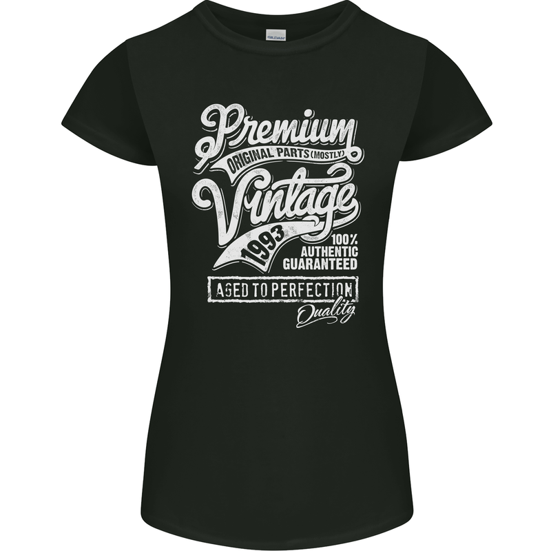 Aged to Perfection Vintage 30th Birthday 1993 Womens Petite Cut T-Shirt Black