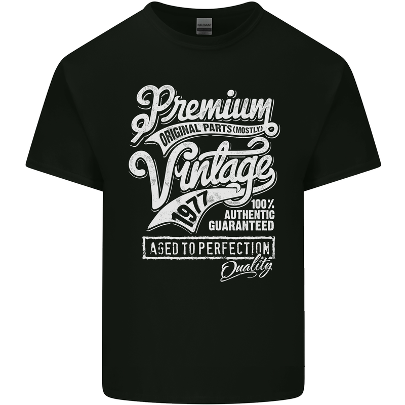Aged to Perfection Vintage 46th Birthday 1977 Mens Cotton T-Shirt Tee Top Black