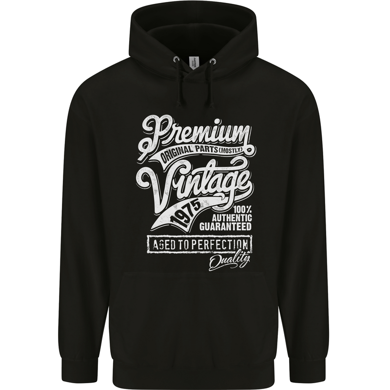Aged to Perfection Vintage 48th Birthday 1975 Mens 80% Cotton Hoodie Black