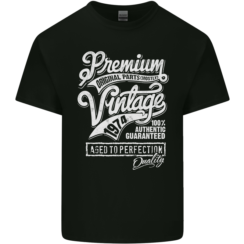 Aged to Perfection Vintage 49th Birthday 1974 Mens Cotton T-Shirt Tee Top Black