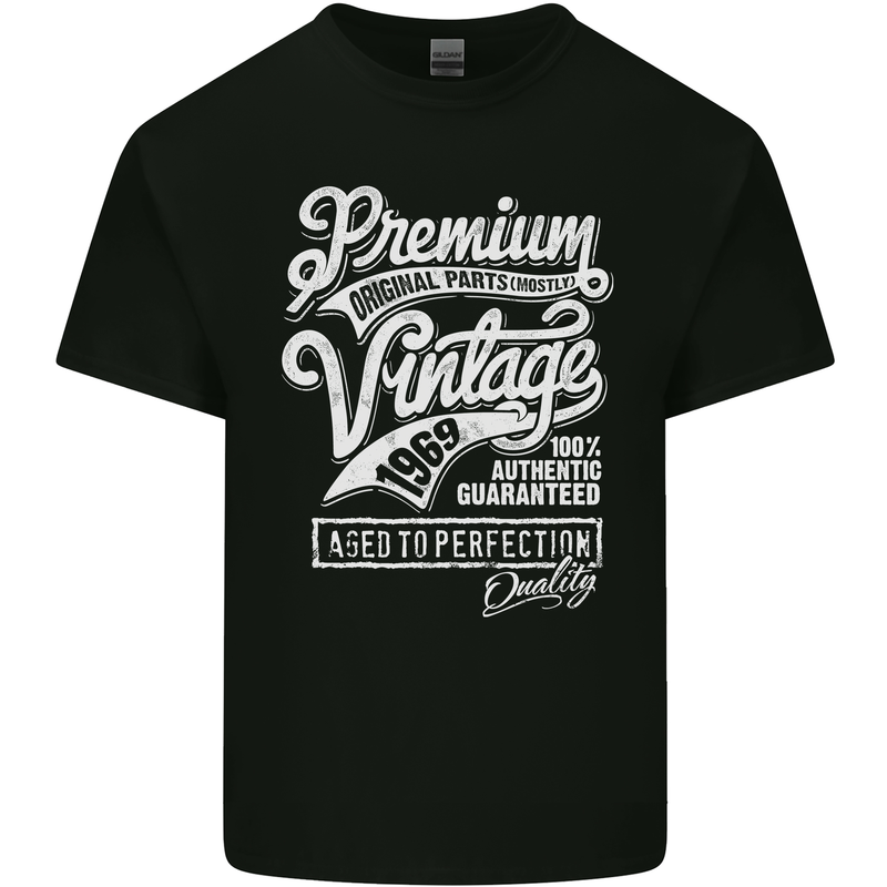 Aged to Perfection Vintage 54th Birthday 1969 Mens Cotton T-Shirt Tee Top Black