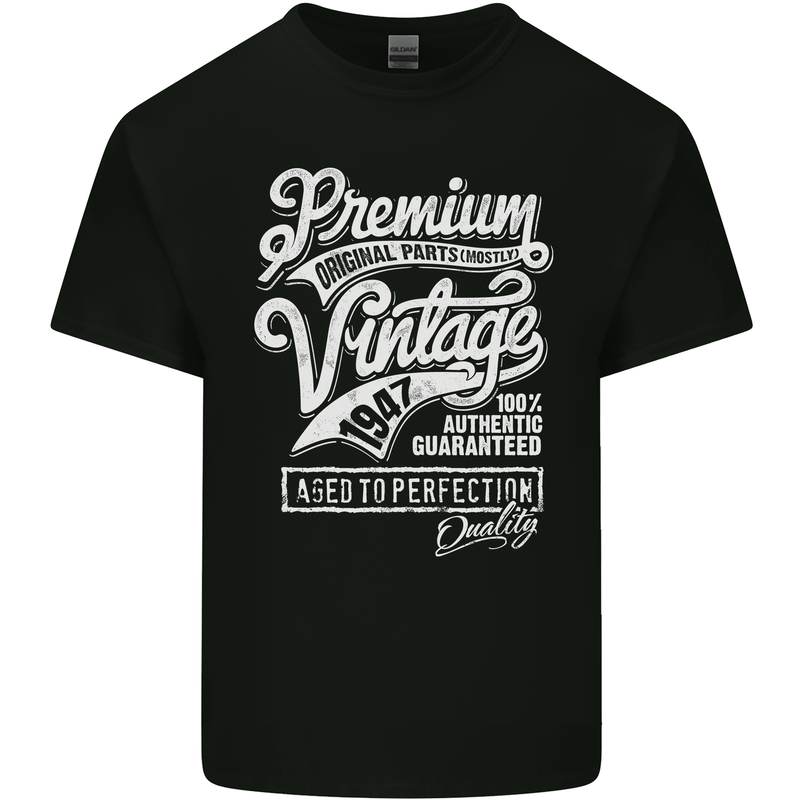 Aged to Perfection Vintage 76th Birthday 1947 Mens Cotton T-Shirt Tee Top Black