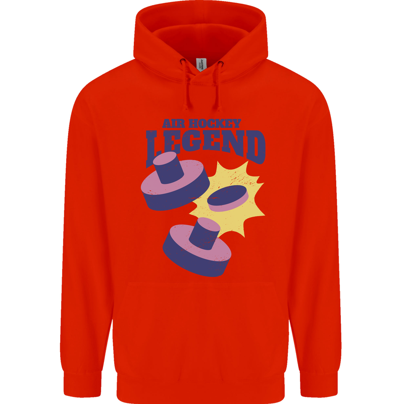 Air Hockey Legend Funny Mens 80% Cotton Hoodie Bright Red