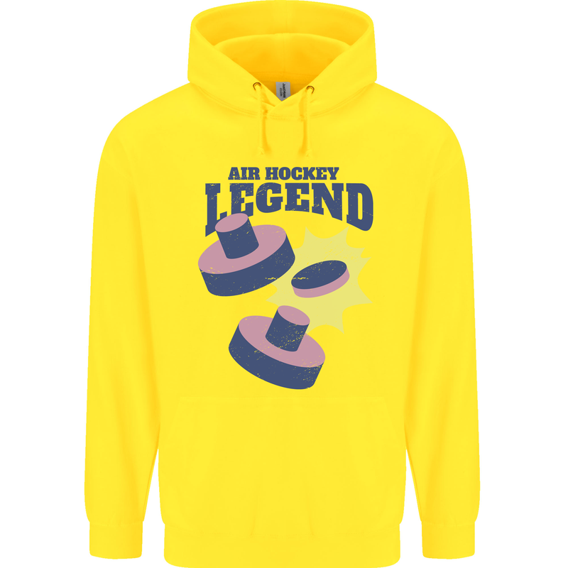 Air Hockey Legend Funny Mens 80% Cotton Hoodie Yellow