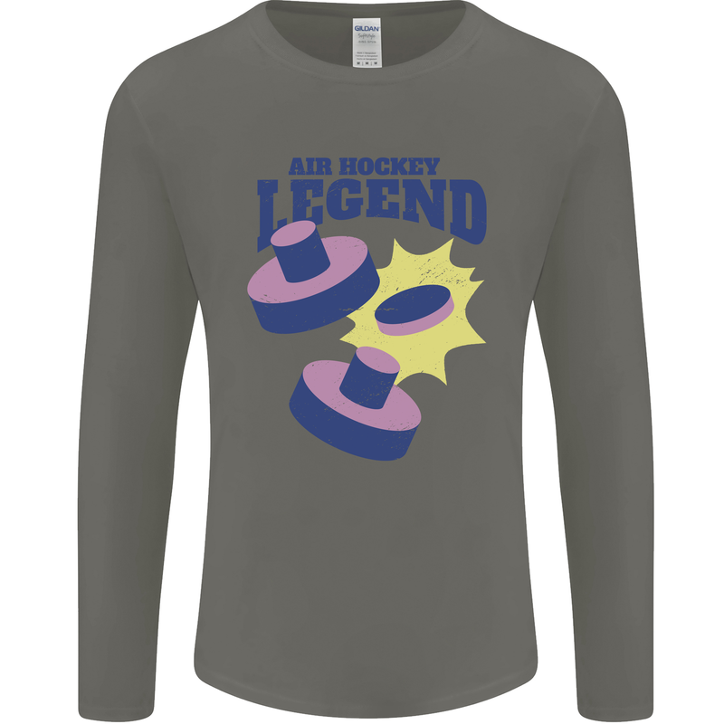 Air Hockey Legend Funny Mens Long Sleeve T-Shirt Charcoal