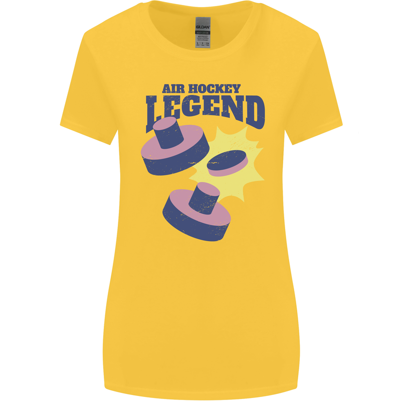 Air Hockey Legend Funny Womens Wider Cut T-Shirt Yellow