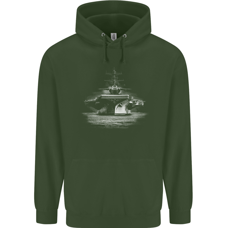 Aircraft Carrier Royal Navy Ship Sailor Childrens Kids Hoodie Forest Green