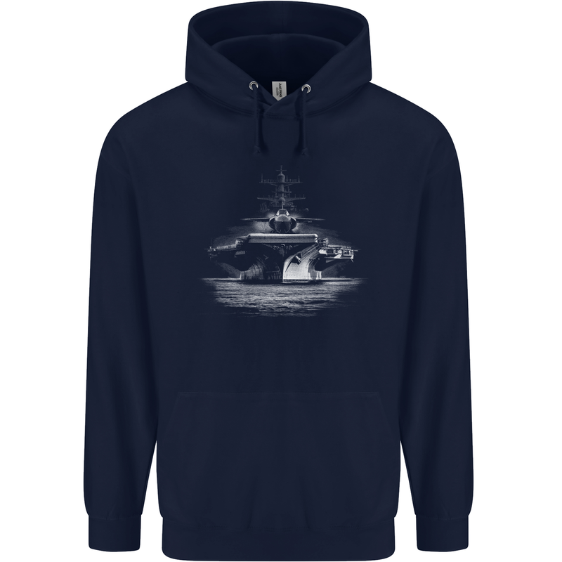 Aircraft Carrier Royal Navy Ship Sailor Childrens Kids Hoodie Navy Blue