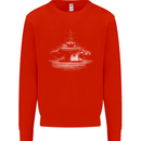 Aircraft Carrier Royal Navy Ship Sailor Kids Sweatshirt Jumper Bright Red