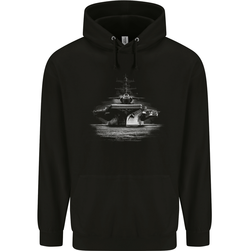 Aircraft Carrier Royal Navy Ship Sailor Mens 80% Cotton Hoodie Black