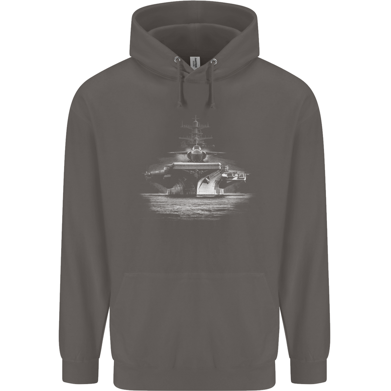 Aircraft Carrier Royal Navy Ship Sailor Mens 80% Cotton Hoodie Charcoal