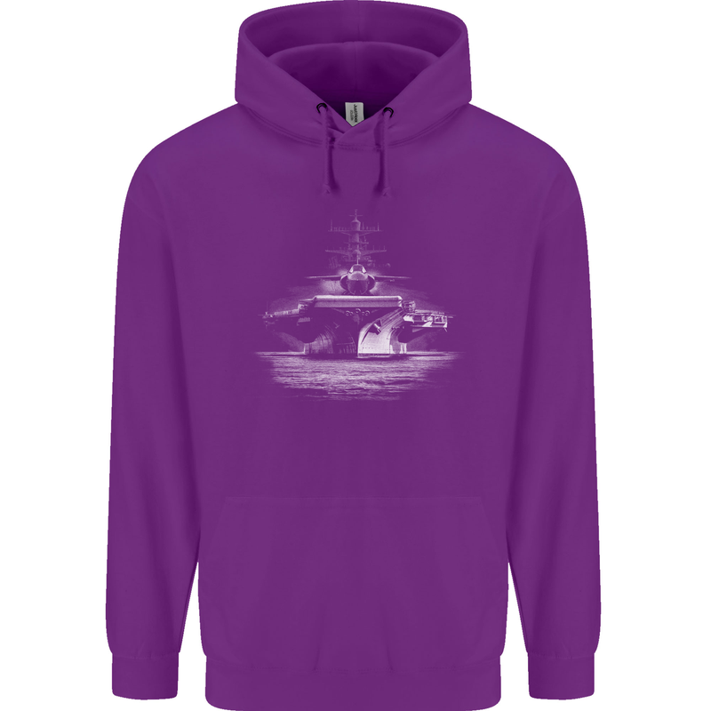 Aircraft Carrier Royal Navy Ship Sailor Mens 80% Cotton Hoodie Purple