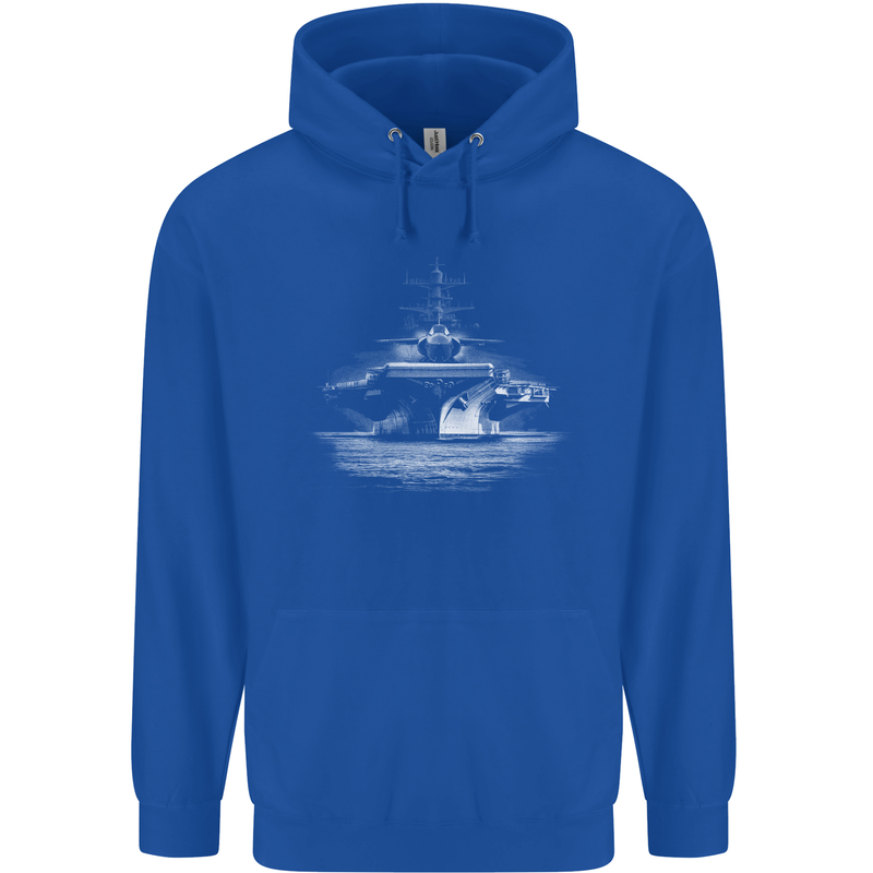 Aircraft Carrier Royal Navy Ship Sailor Mens 80% Cotton Hoodie Royal Blue