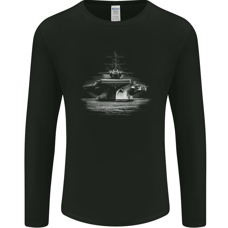 Aircraft Carrier Royal Navy Ship Sailor Mens Long Sleeve T-Shirt Black