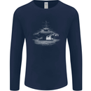 Aircraft Carrier Royal Navy Ship Sailor Mens Long Sleeve T-Shirt Navy Blue