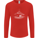 Aircraft Carrier Royal Navy Ship Sailor Mens Long Sleeve T-Shirt Red