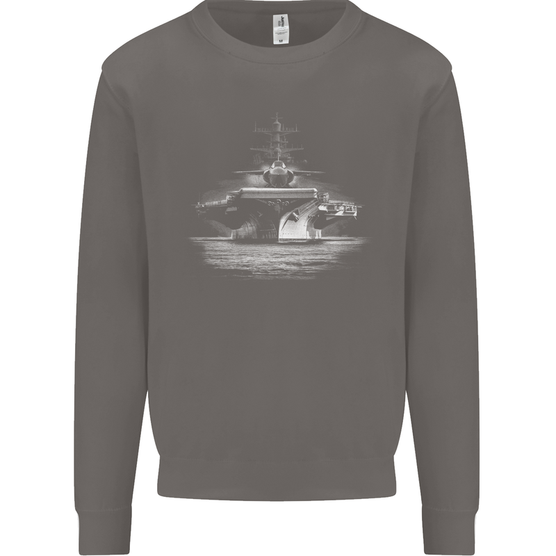 Aircraft Carrier Royal Navy Ship Sailor Mens Sweatshirt Jumper Charcoal