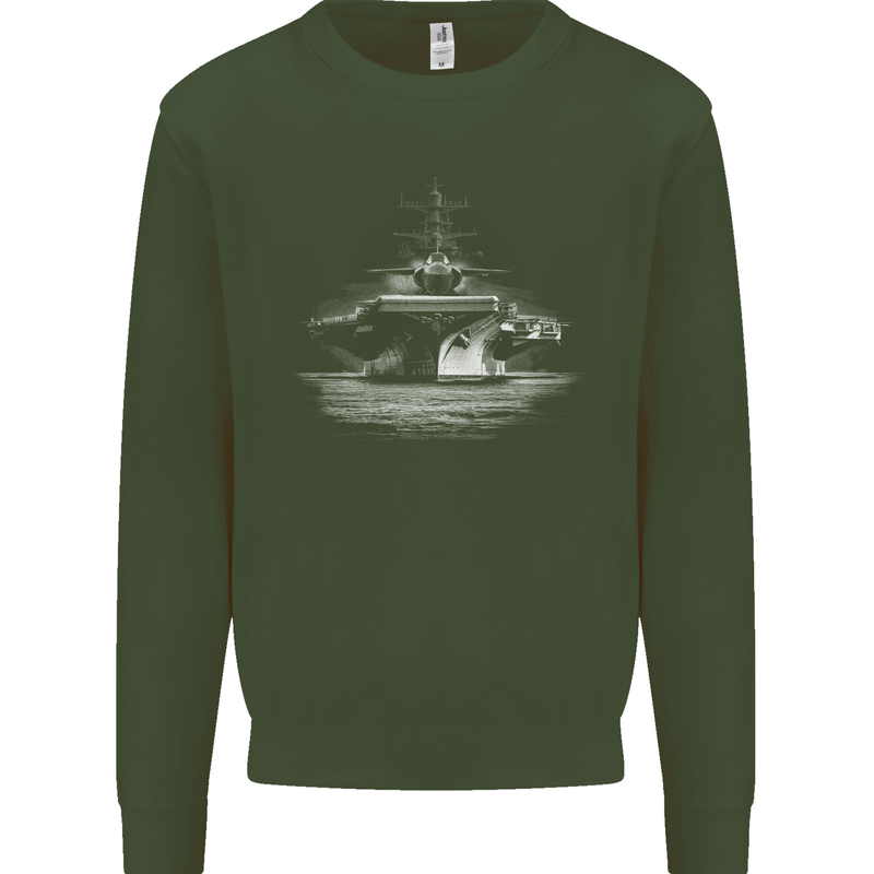 Aircraft Carrier Royal Navy Ship Sailor Mens Sweatshirt Jumper Forest Green