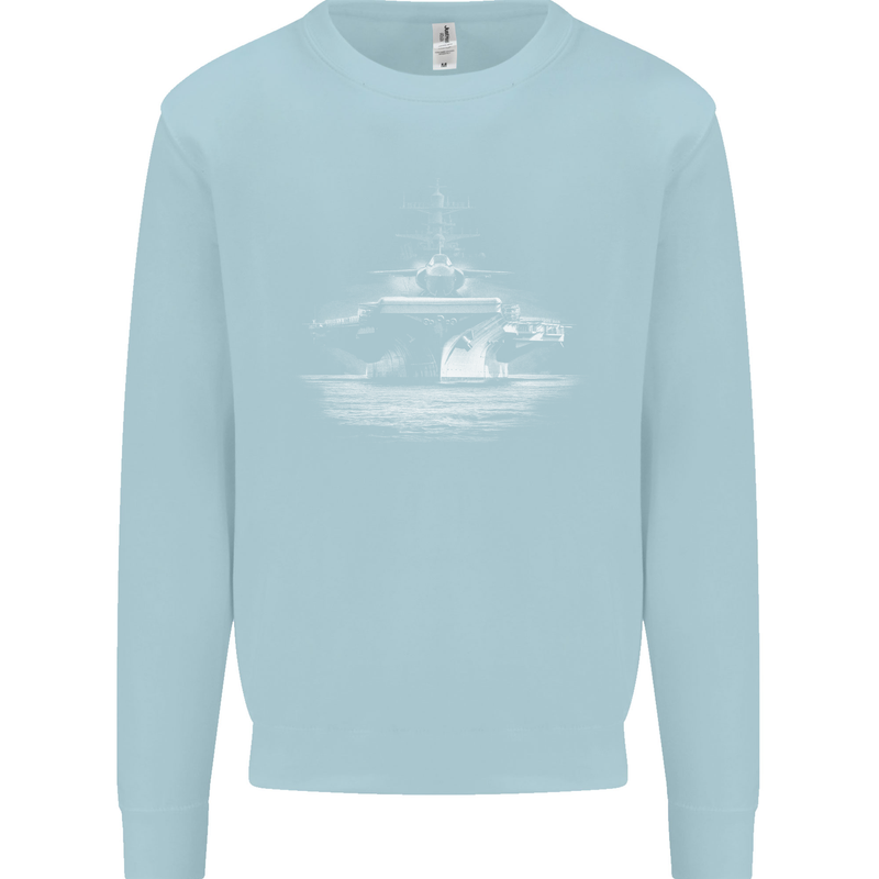 Aircraft Carrier Royal Navy Ship Sailor Mens Sweatshirt Jumper Light Blue