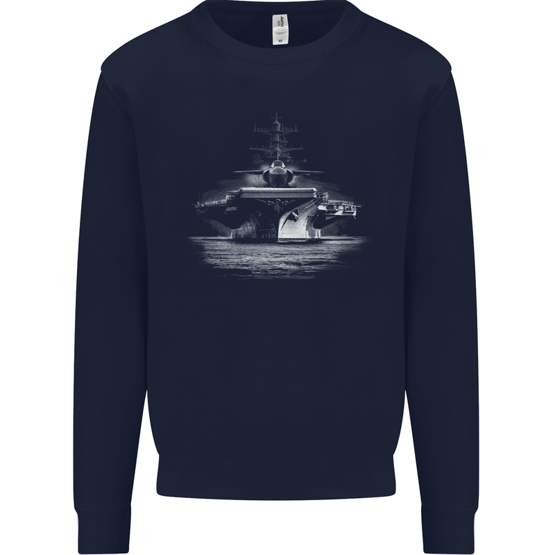Aircraft Carrier Royal Navy Ship Sailor Mens Sweatshirt Jumper Navy Blue