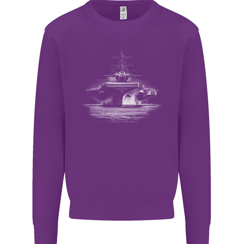 Aircraft Carrier Royal Navy Ship Sailor Mens Sweatshirt Jumper Purple