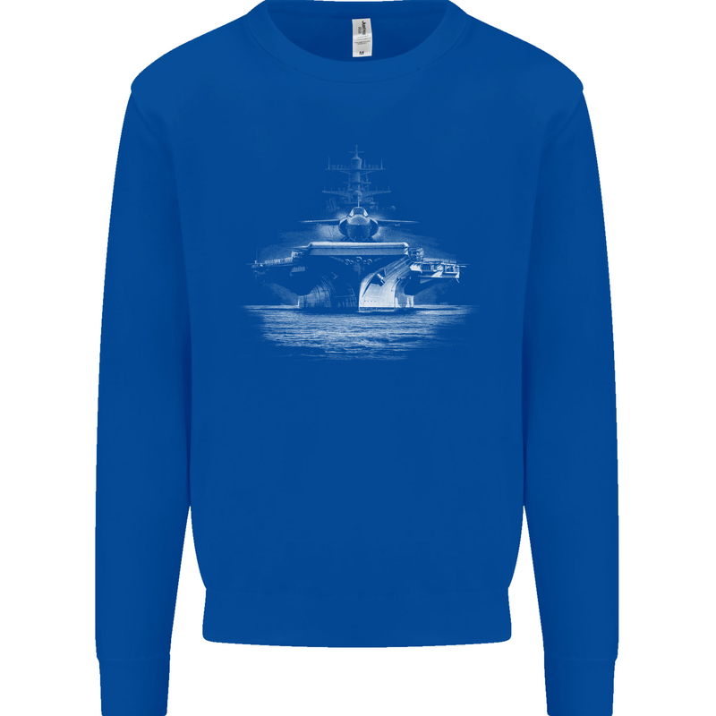 Aircraft Carrier Royal Navy Ship Sailor Mens Sweatshirt Jumper Royal Blue