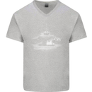Aircraft Carrier Royal Navy Ship Sailor Mens V-Neck Cotton T-Shirt Sports Grey
